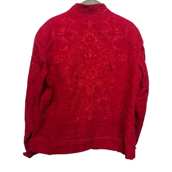 Coldwater Creek Red Womens Large Jacket Embroidered Lined Blazer NEW - Picture 3 of 6